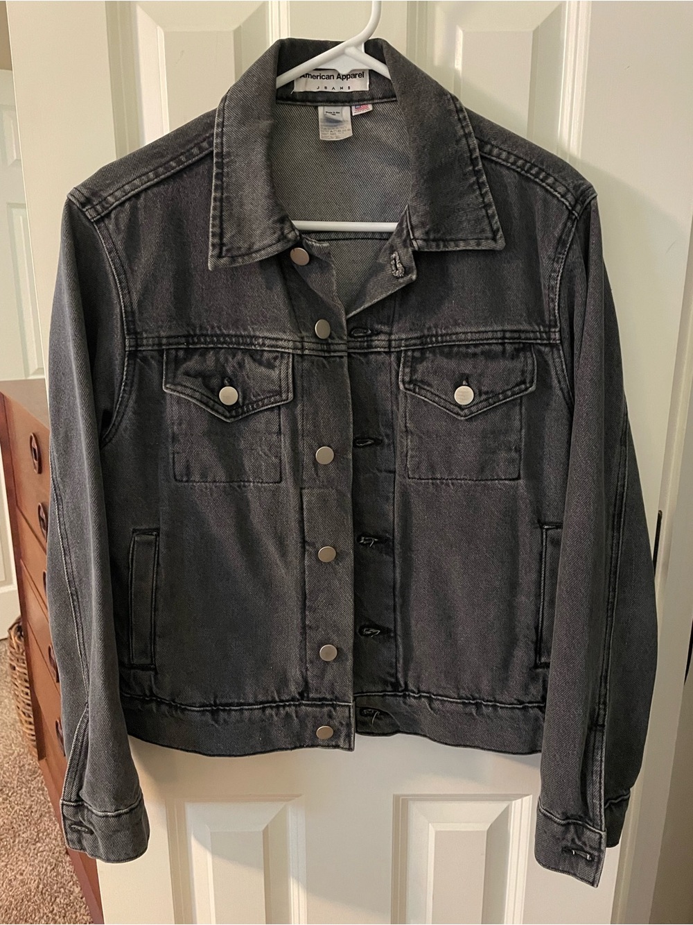 Vintage American Apparel Made in USA Faded Black Unisex Jean Denim Jacket